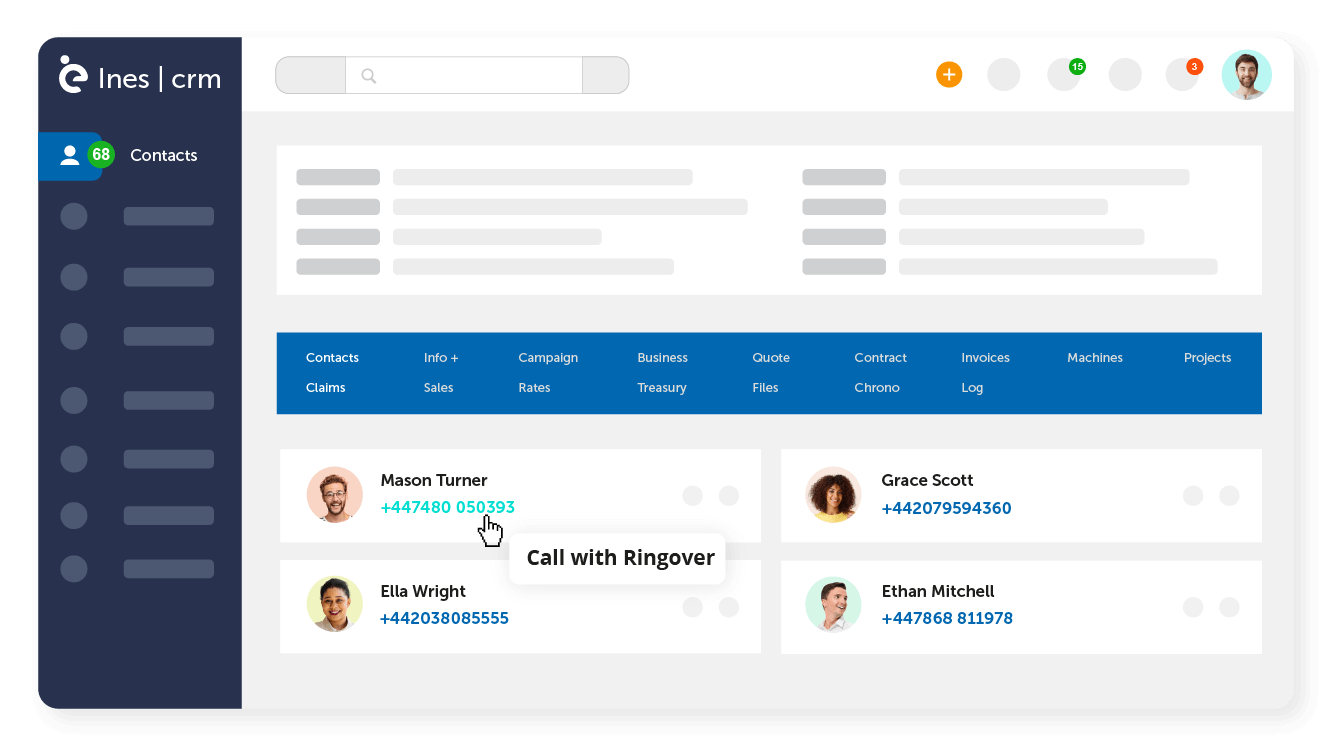 Call in 1 click from Ines CRM