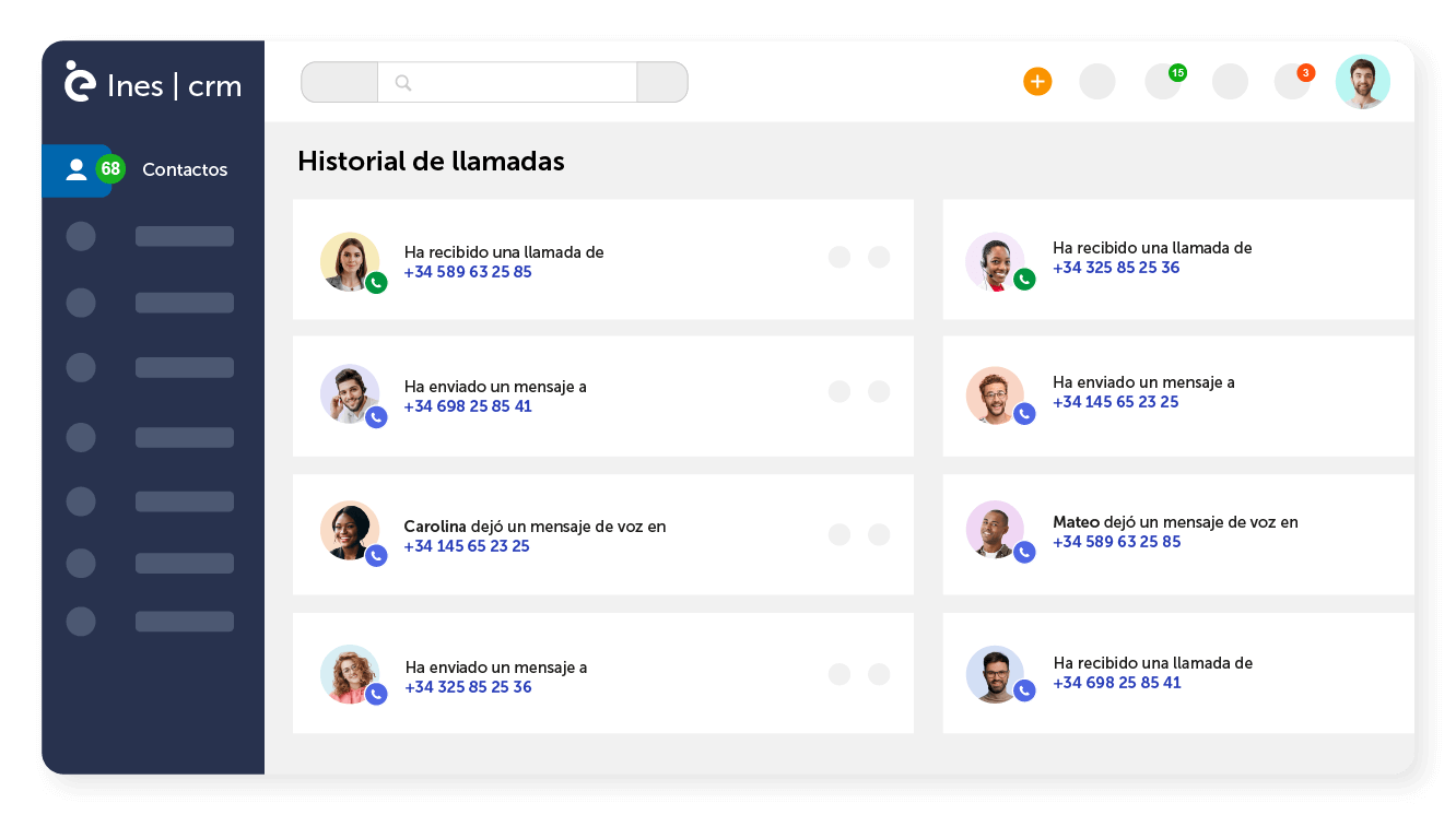 Encuentra tu historial de llamadas en Inès CRM