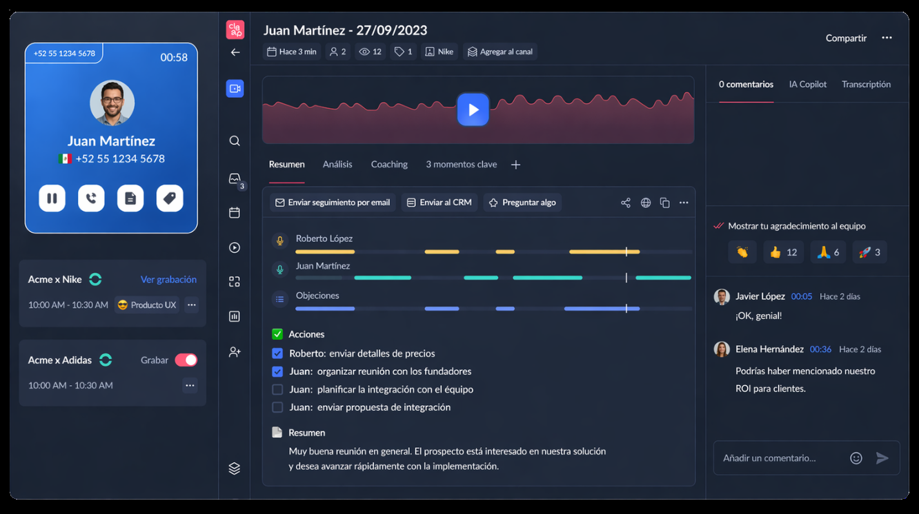 Importa automáticamente tus llamadas a Claap