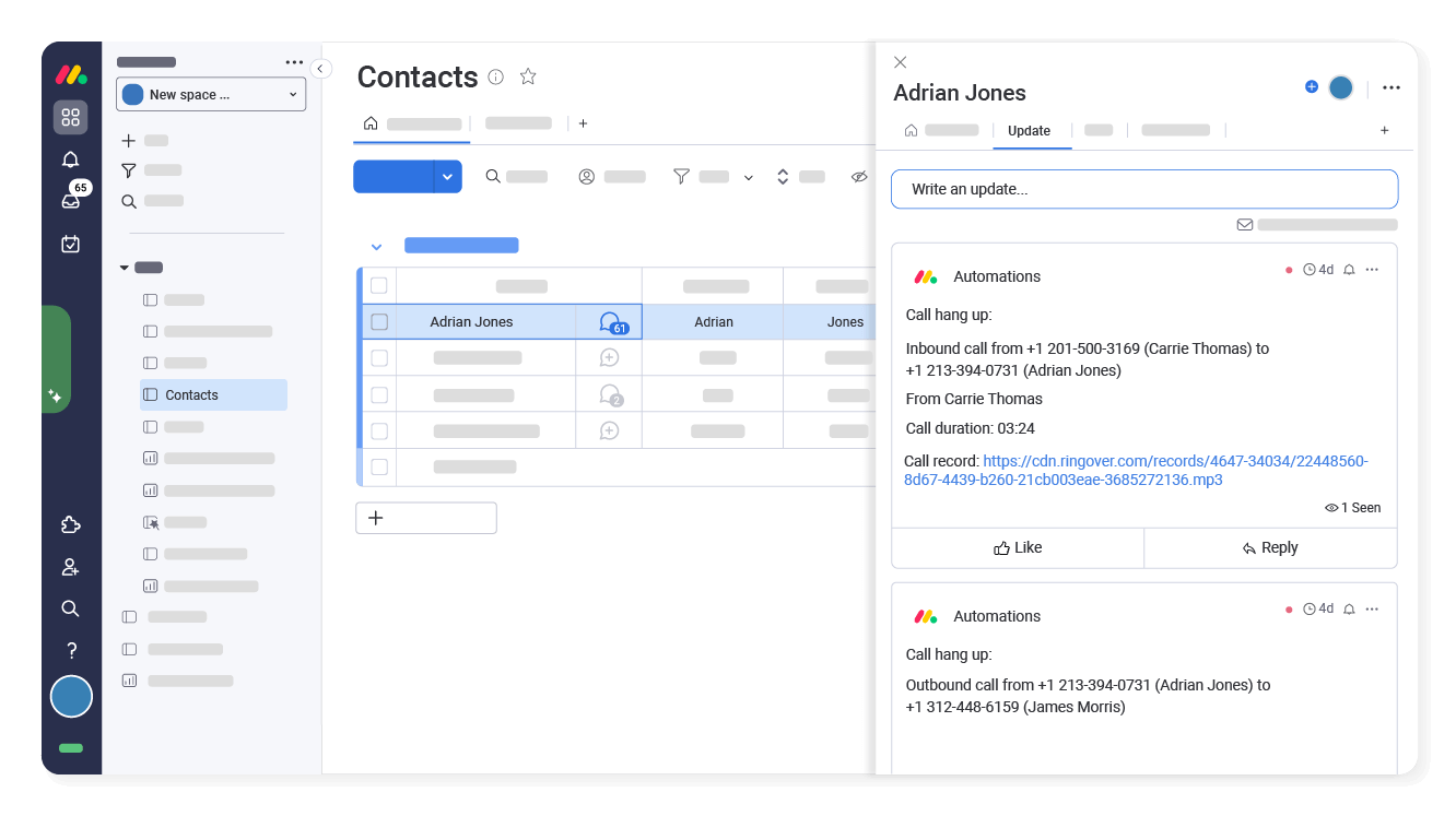 Pull up communication history