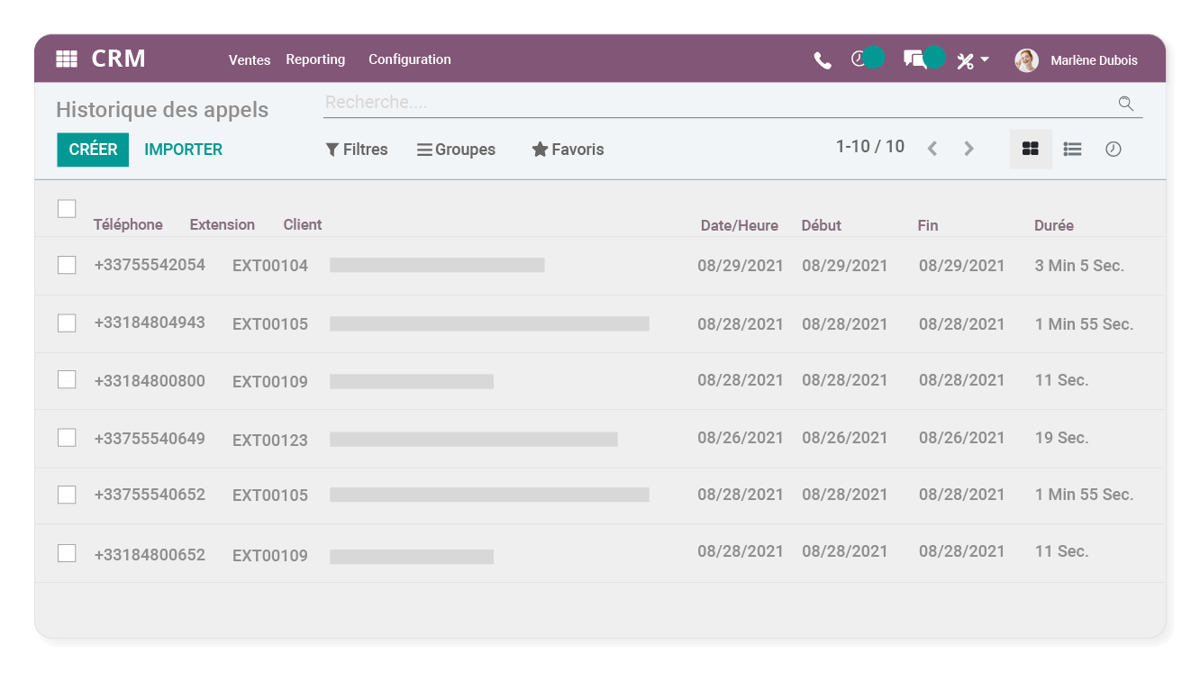 Retrouvez l’historique des appels dans Odoo