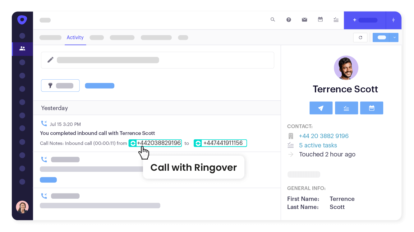 Call in 1 click from Outreach