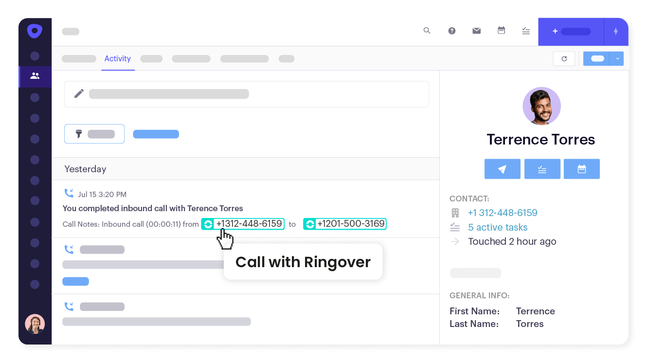 Call in 1 click from Outreach