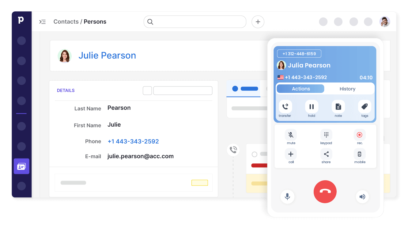 Direct access to contact history