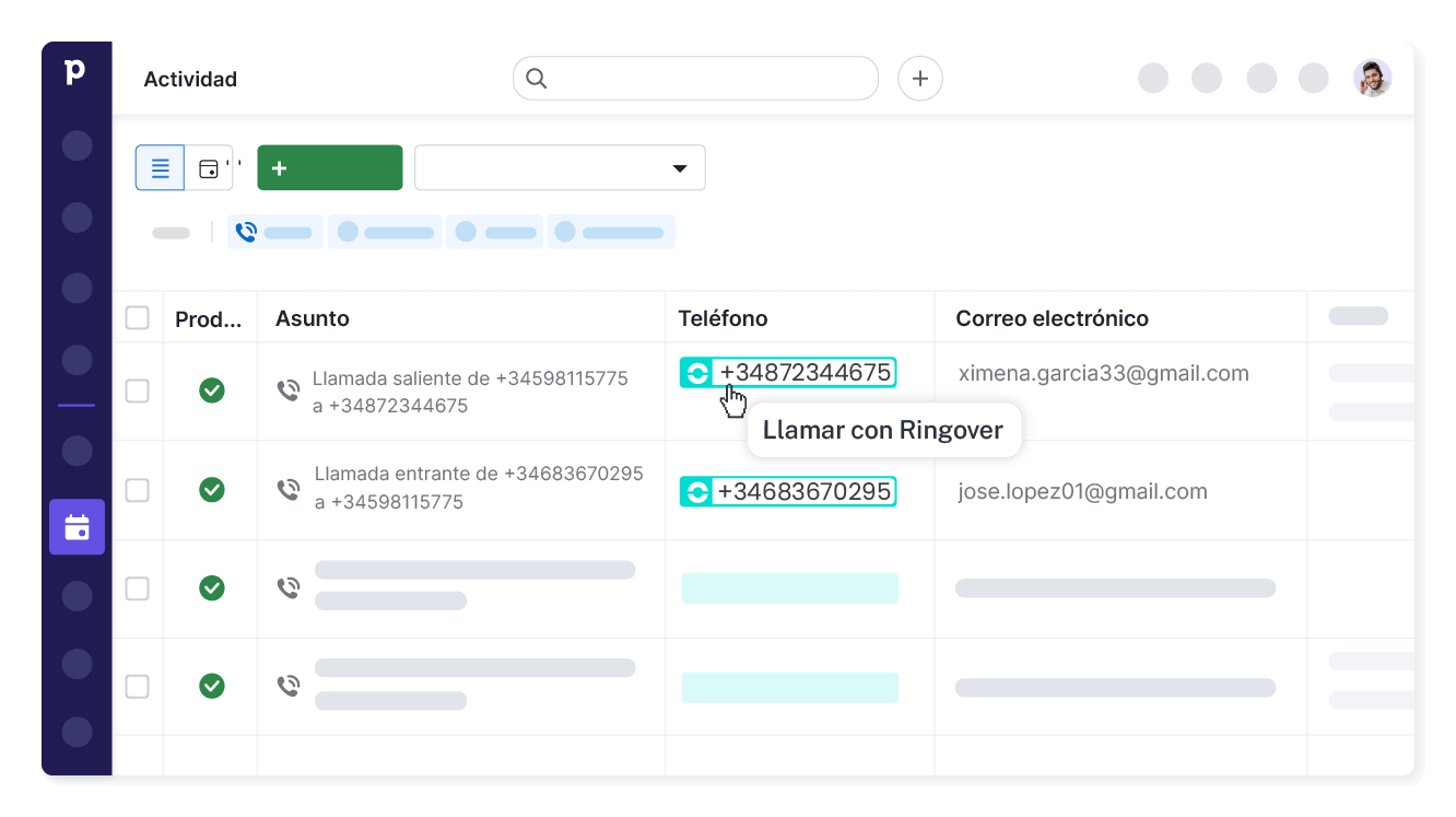 Llamadas en 1 clic desde Pipedrive