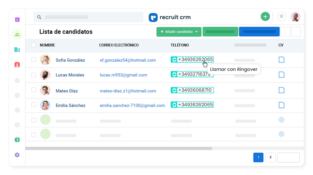 Contacta con tus candidatos en un solo clic