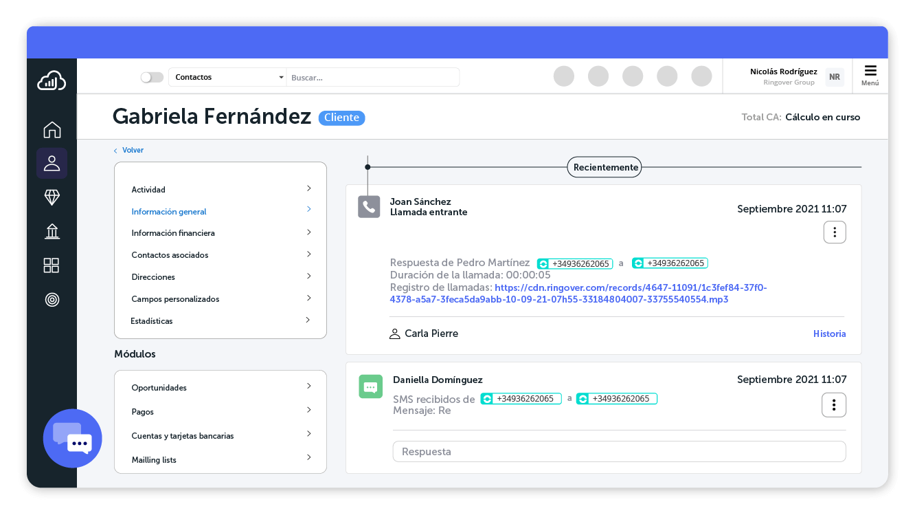 Historial de llamadas completo