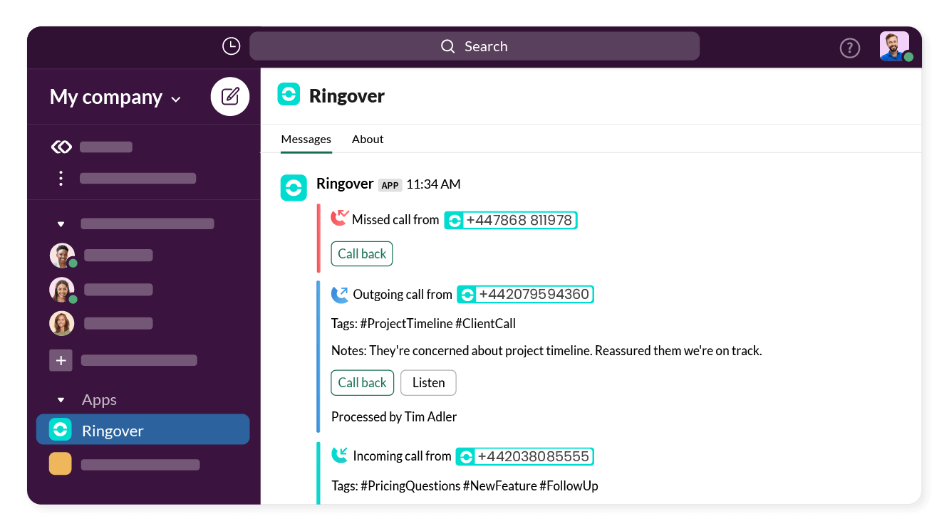Track your phone activity directly from Slack