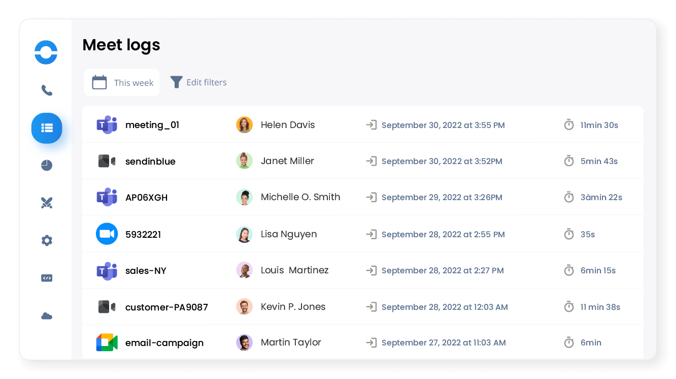 View your video call history