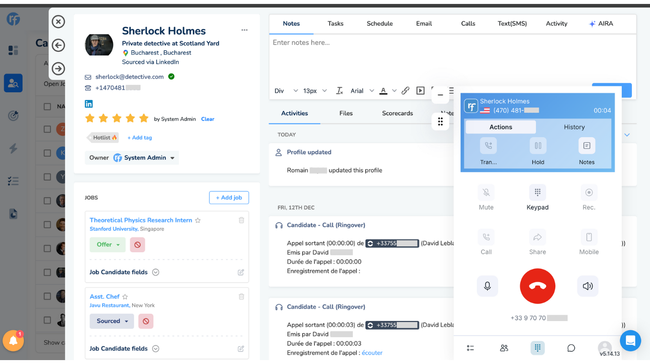 Call faster directly from Recruiterflow