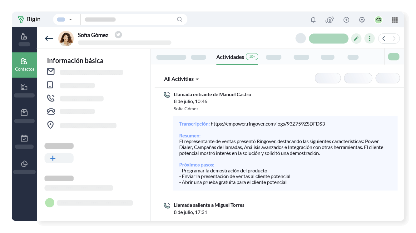 Extrae información de cada conversación