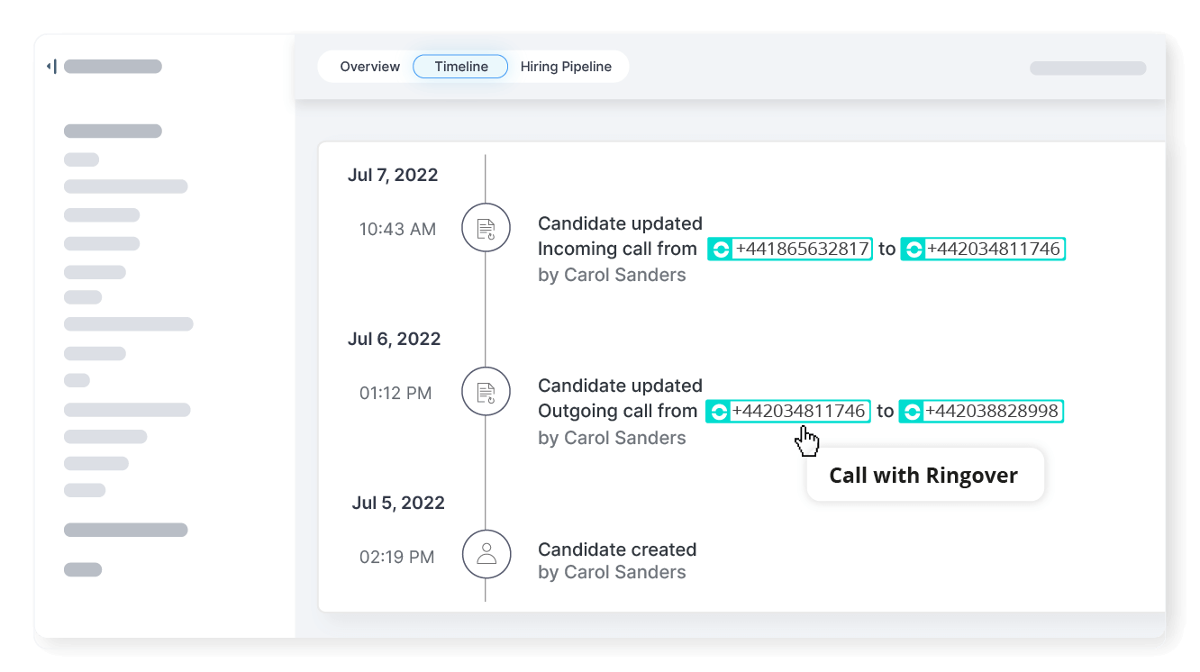 Click to call from Zoho Recruit