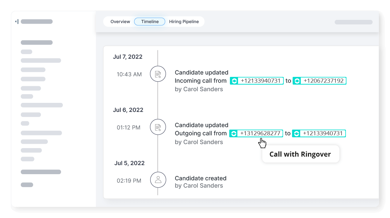 Click to call from Zoho Recruit