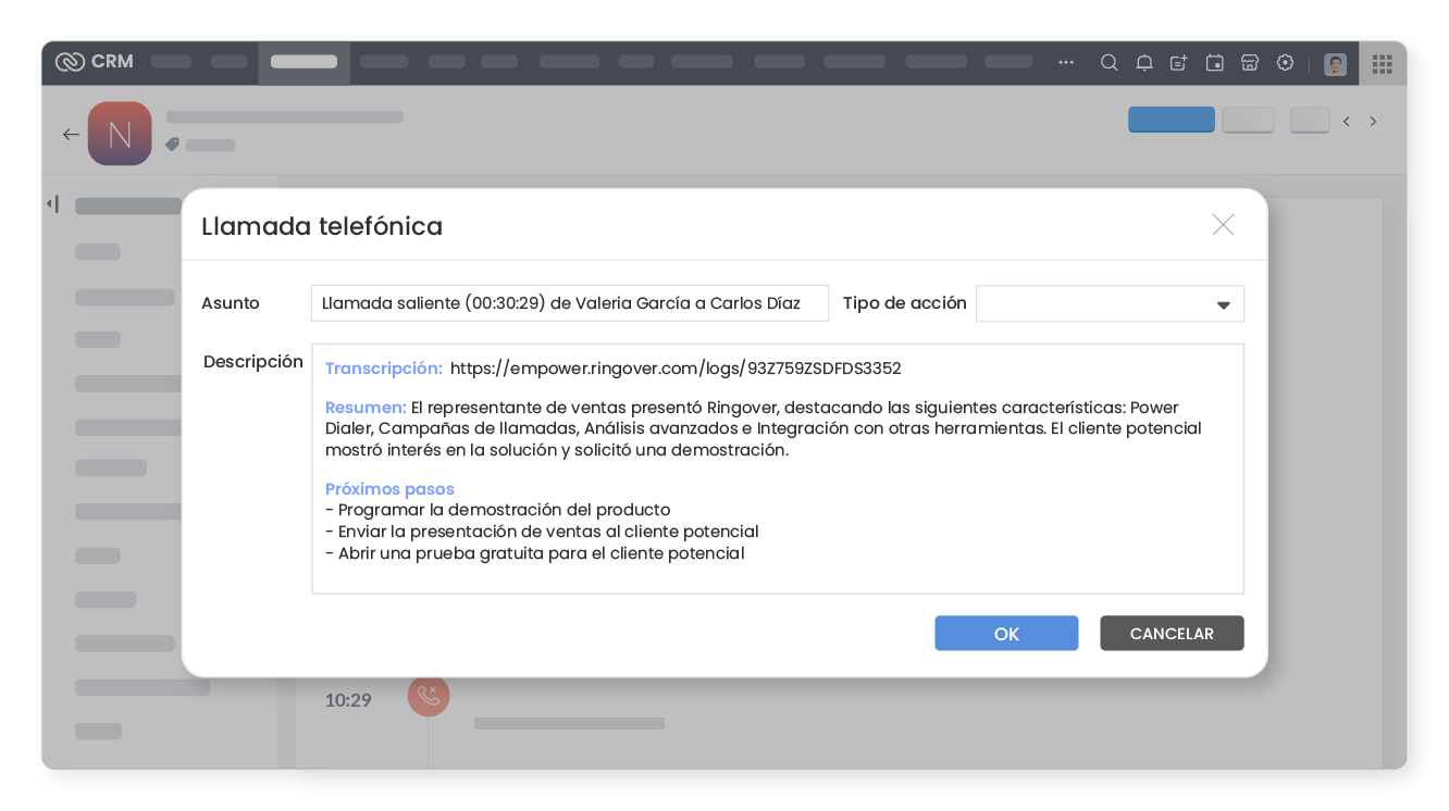Extrae información de cada conversación
