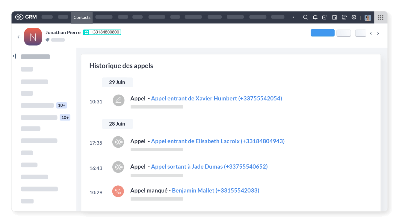 Suivez toutes vos actions téléphoniques contact par contact